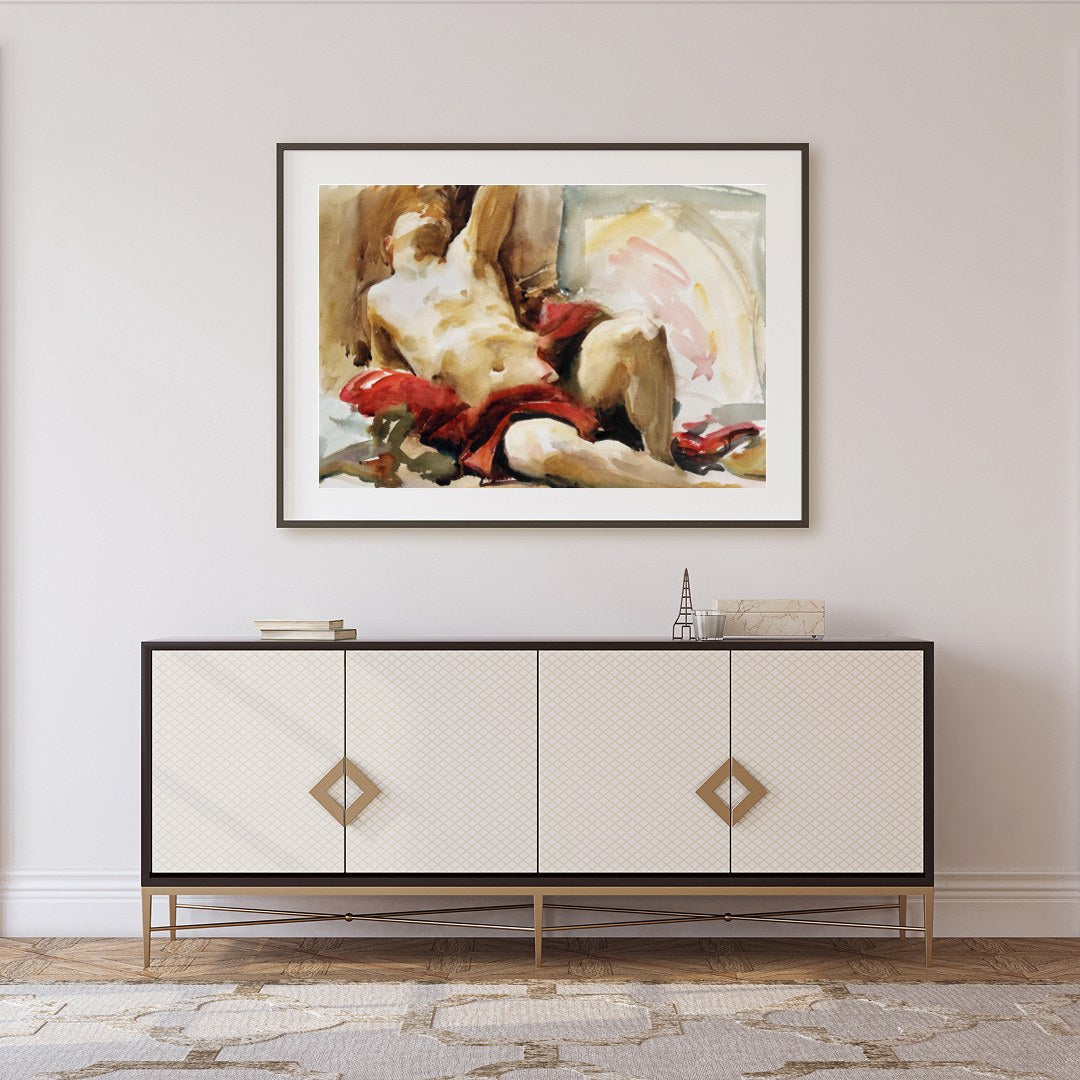 This evocative artwork captures the essence of classical beauty with a modern touch. Featuring a for Foyer