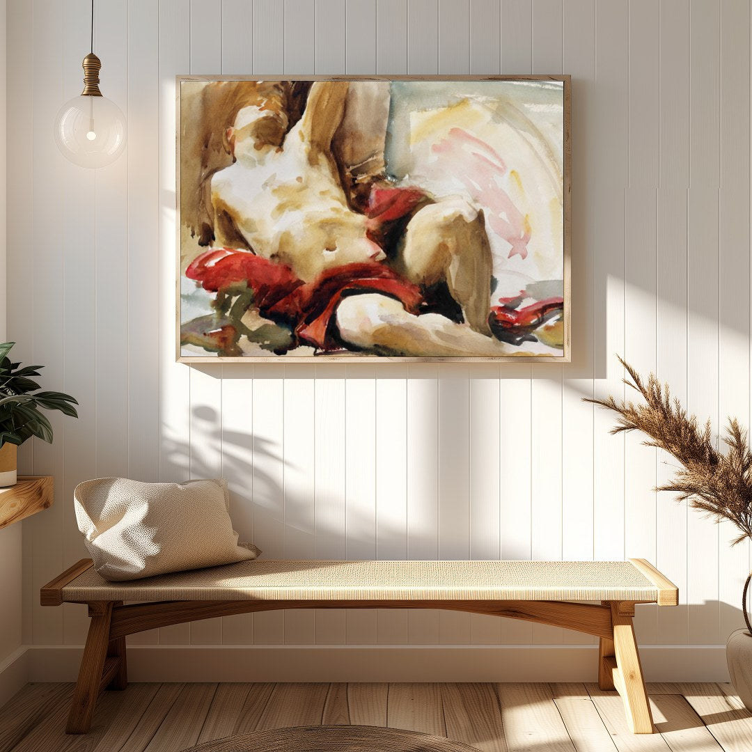 This evocative artwork captures the essence of classical beauty with a modern touch. Featuring a for Hallway