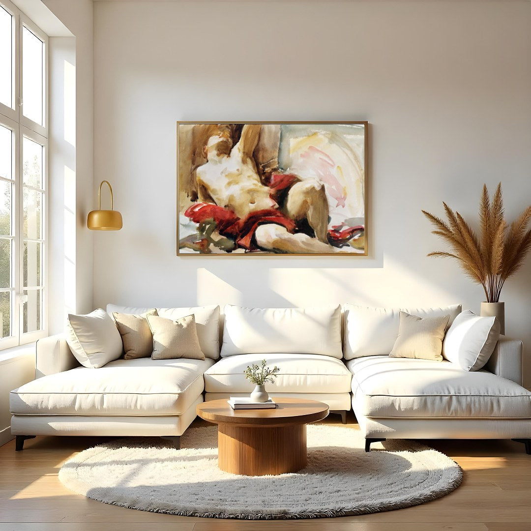 This evocative artwork captures the essence of classical beauty with a modern touch. Featuring a for Living Room