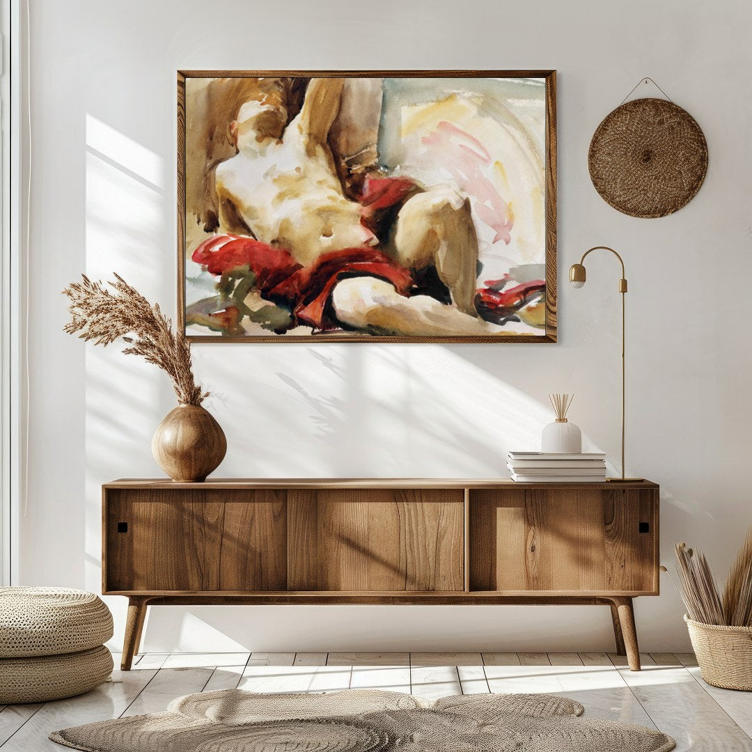 This evocative artwork captures the essence of classical beauty with a modern touch. Featuring a for Sitting Area