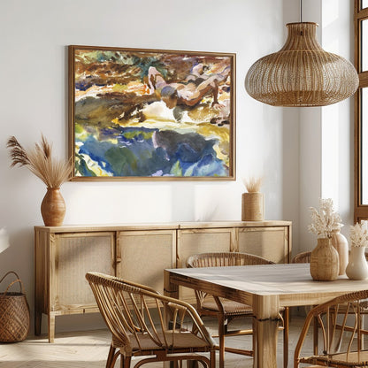 Immerse yourself in the vibrant hues and organic forms of this exquisite watercolor artwork. With for Dining