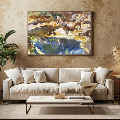 Immerse yourself in the vibrant hues and organic forms of this exquisite watercolor artwork. With for Family Room
