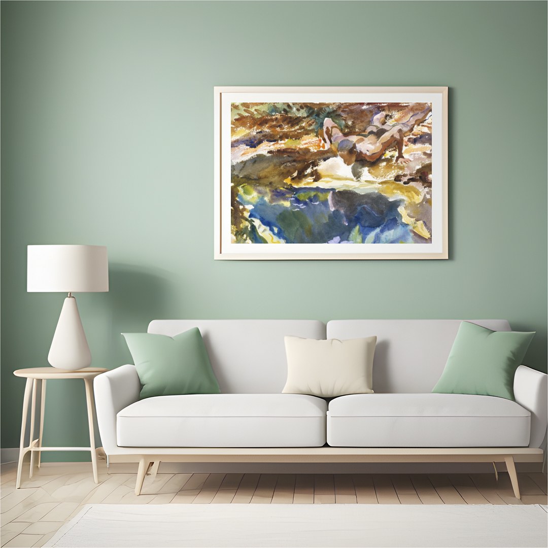 Immerse yourself in the vibrant hues and organic forms of this exquisite watercolor artwork. With for Hall