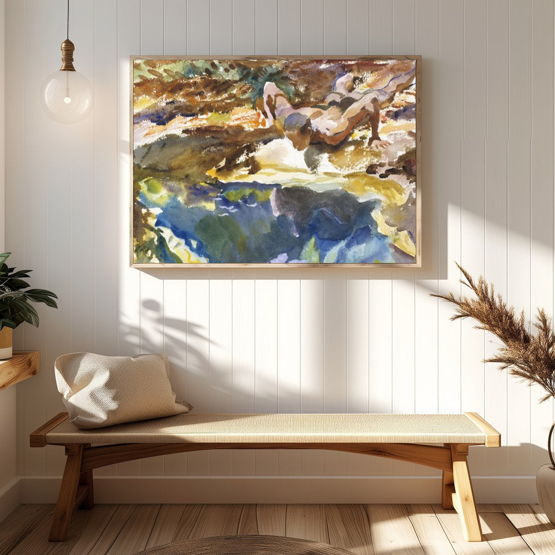 Immerse yourself in the vibrant hues and organic forms of this exquisite watercolor artwork. With for Hallway