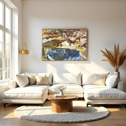 Immerse yourself in the vibrant hues and organic forms of this exquisite watercolor artwork. With for Living Room