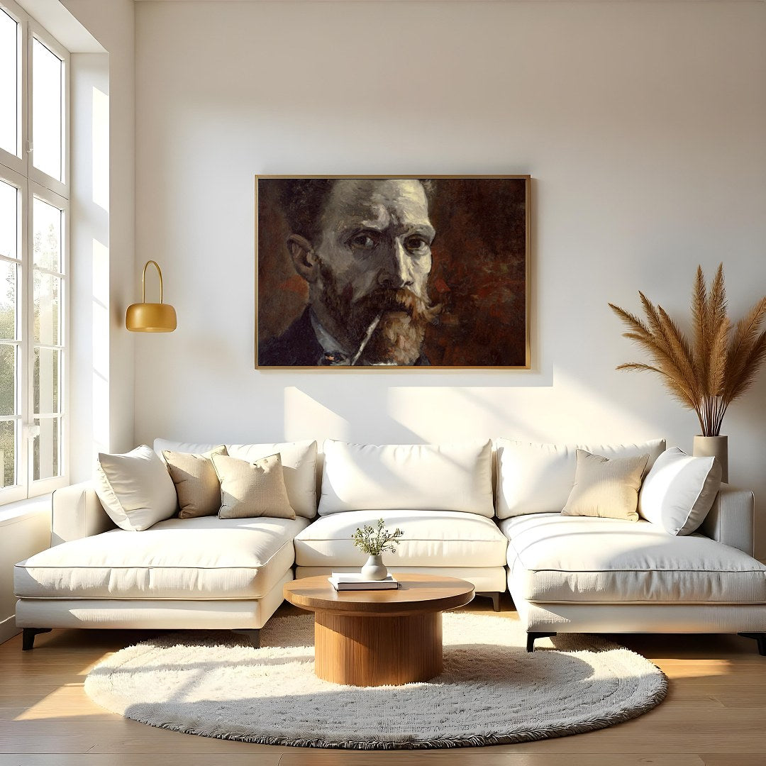 Immerse yourself in the depth and texture of this evocative portrait, featuring a rich array of for Living Room