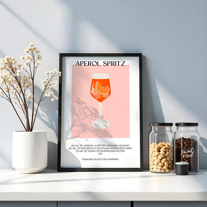 This vibrant and inviting poster showcases a bold, graphic illustration of a refreshing Aperol Spri… for kitchen