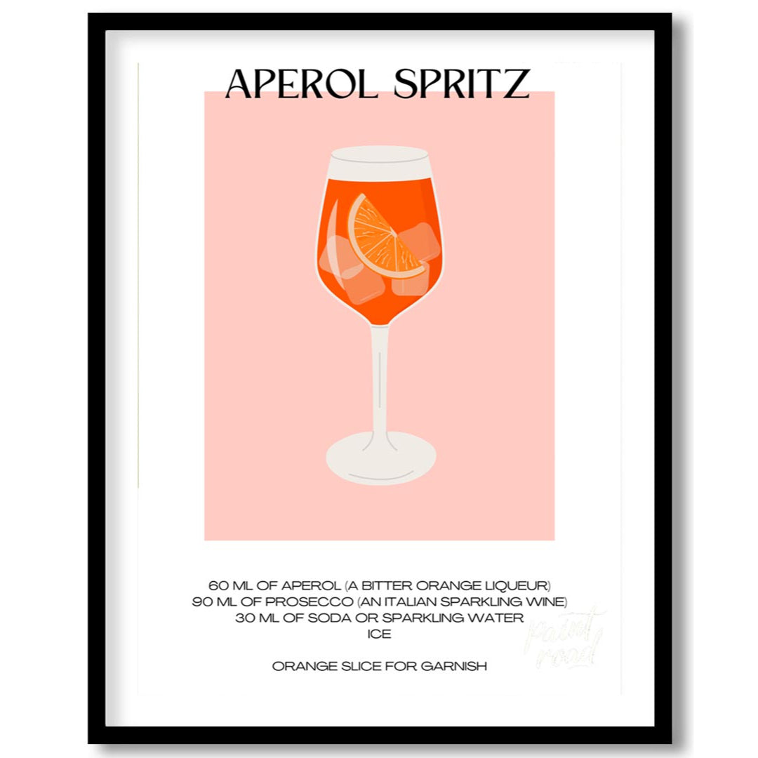 This vibrant and inviting poster showcases a bold, graphic illustration of a refreshing Aperol Spri… for room