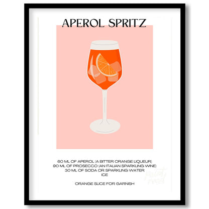 This vibrant and inviting poster showcases a bold, graphic illustration of a refreshing Aperol Spri… for room