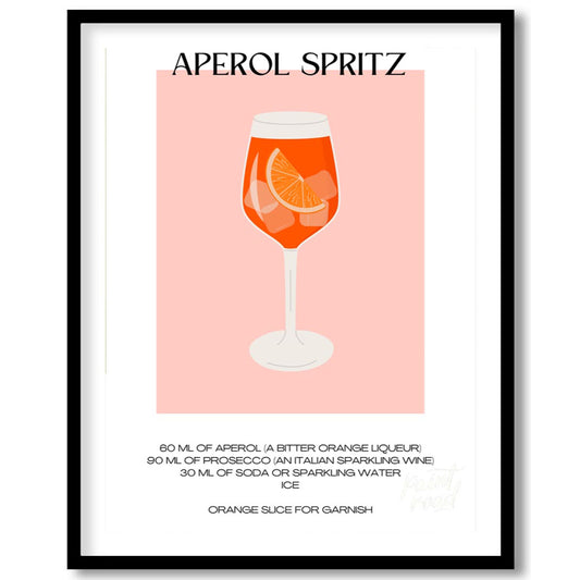 This vibrant and inviting poster showcases a bold, graphic illustration of a refreshing Aperol Spri… for room