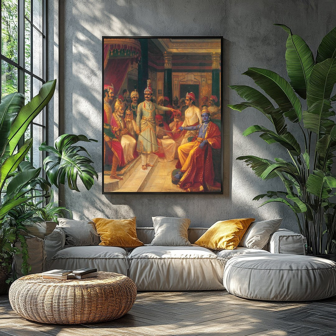 Step into the grandeur of a historic royal courtroom with this stunning artwork. The intricate for Balcony