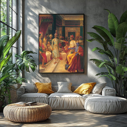 Step into the grandeur of a historic royal courtroom with this stunning artwork. The intricate for Balcony