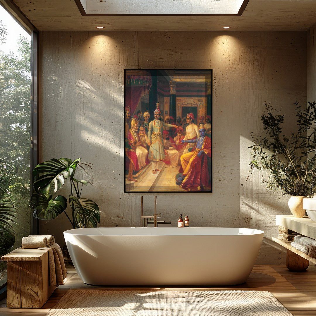 Step into the grandeur of a historic royal courtroom with this stunning artwork. The intricate for Bathroom