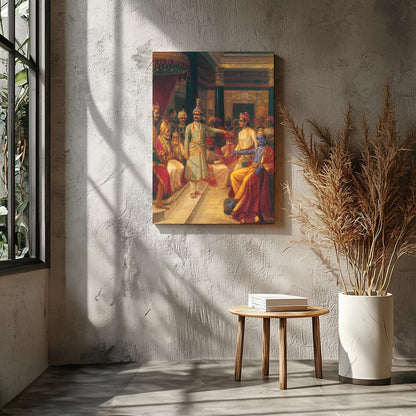 Step into the grandeur of a historic royal courtroom with this stunning artwork. The intricate for Entrance