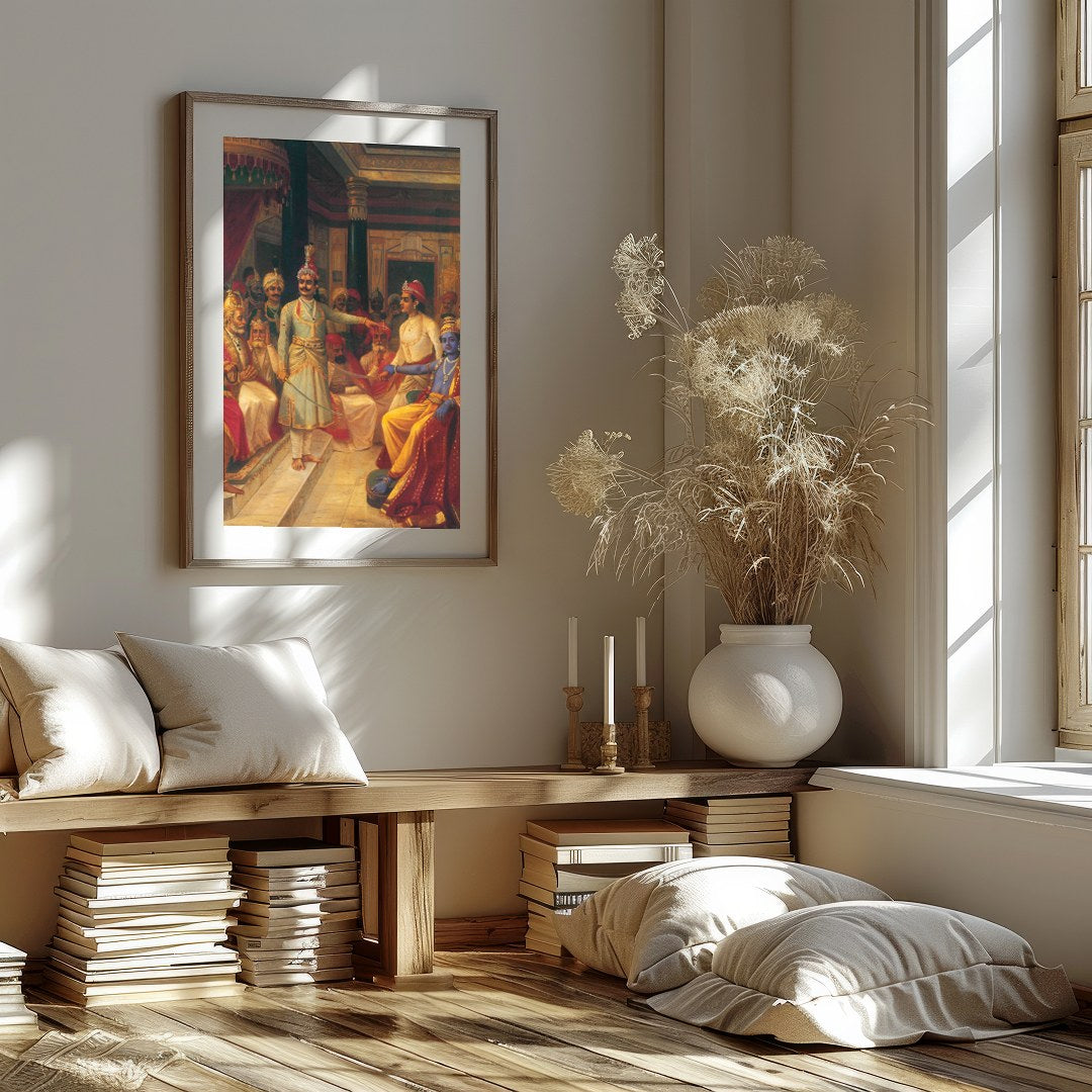 Step into the grandeur of a historic royal courtroom with this stunning artwork. The intricate for house