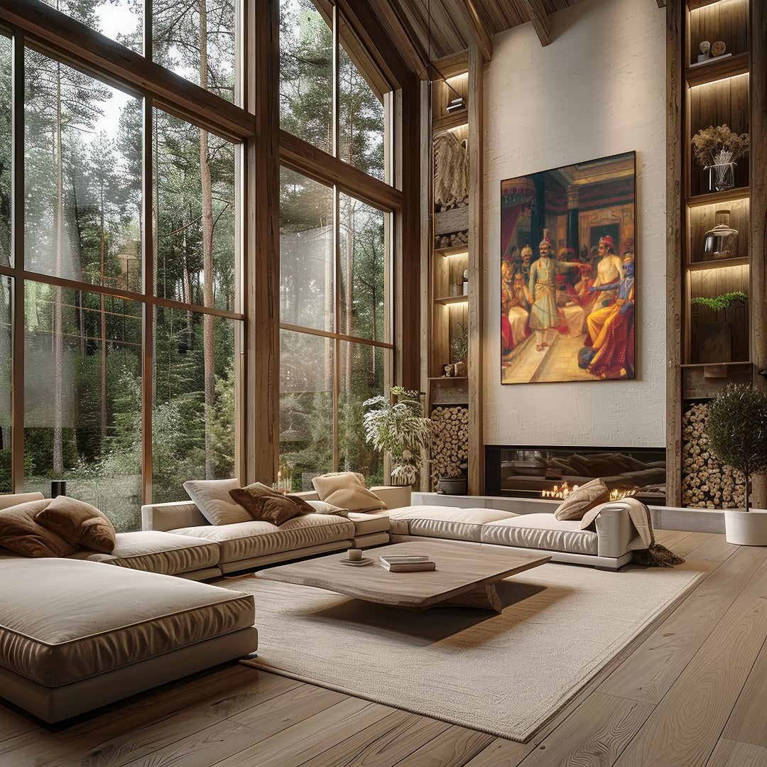 Step into the grandeur of a historic royal courtroom with this stunning artwork. The intricate for Living Room