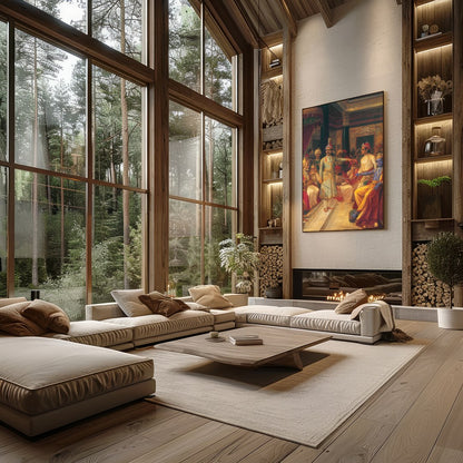 Step into the grandeur of a historic royal courtroom with this stunning artwork. The intricate for Living Room