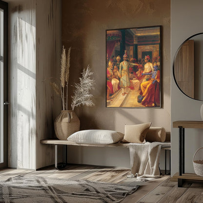 Step into the grandeur of a historic royal courtroom with this stunning artwork. The intricate for place