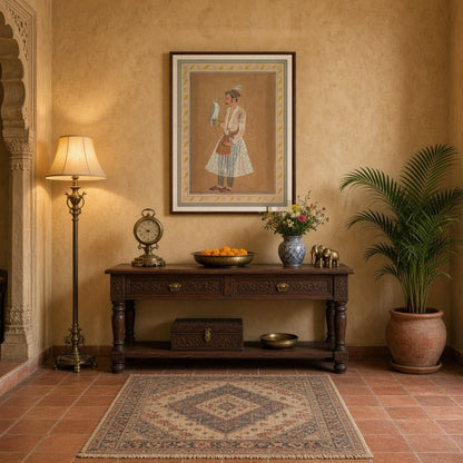Immerse yourself in the grandeur of Indian royalty with this exquisite artwork featuring Raja Jagat for Entrance