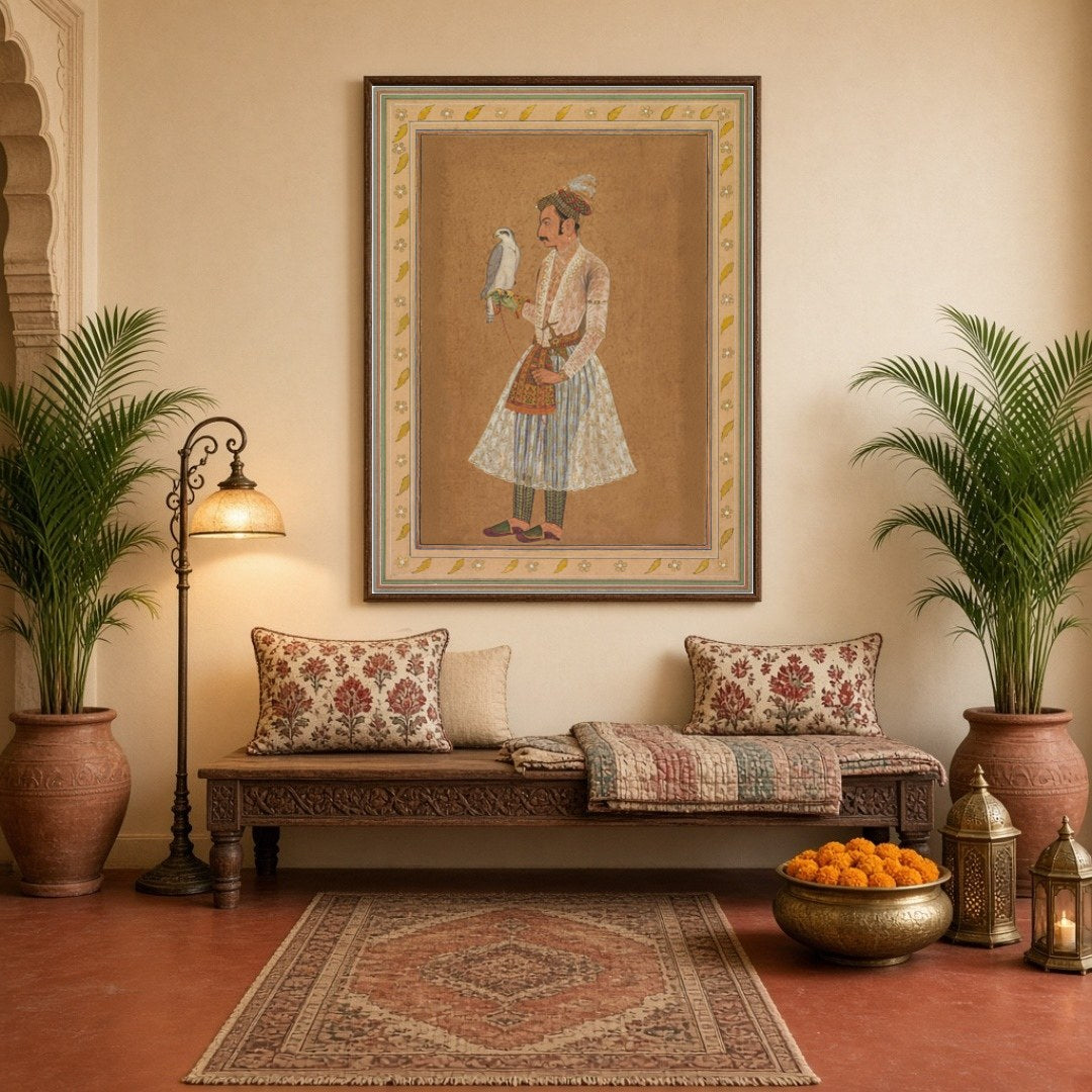 Immerse yourself in the grandeur of Indian royalty with this exquisite artwork featuring Raja Jagat for Hallway