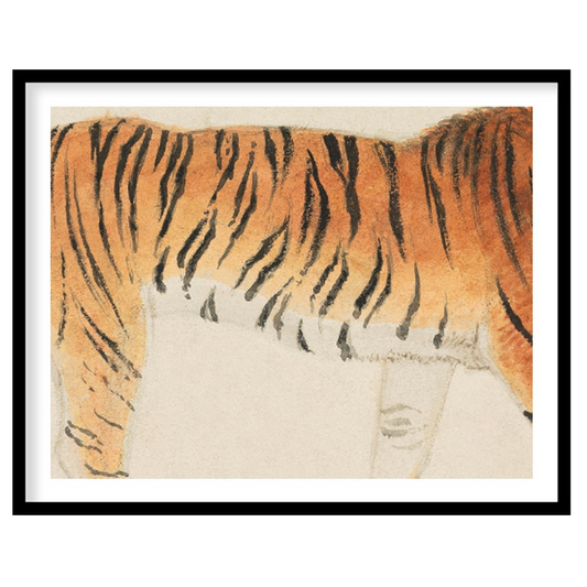 This classic and detailed illustration presents a regal Bengal tiger in a side profile stance, capt… for living-space