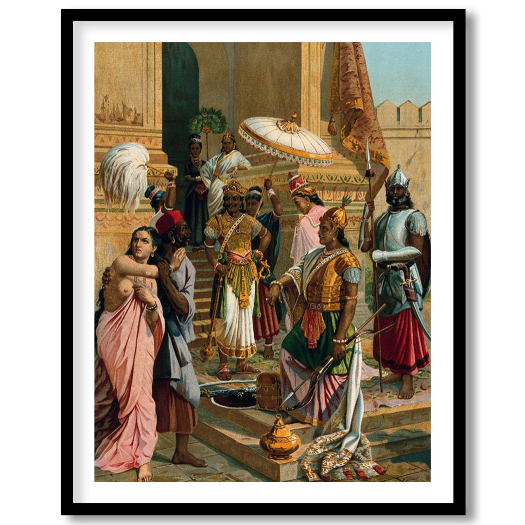 Experience the grandeur of history with this intricate artwork depicting a royal gathering in a for kitchen
