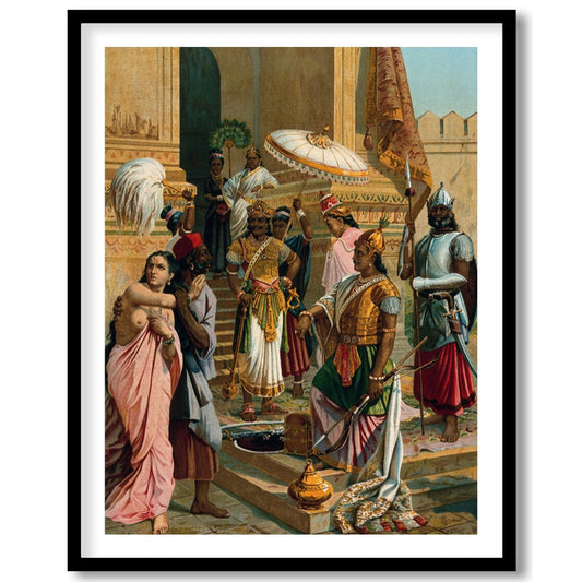 Experience the grandeur of history with this intricate artwork depicting a royal gathering in a for kitchen