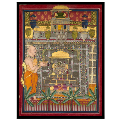 Immerse yourself in the sacred elegance of Pichwai art with 'Regal Devotion: Shrinathji in Divine for abode