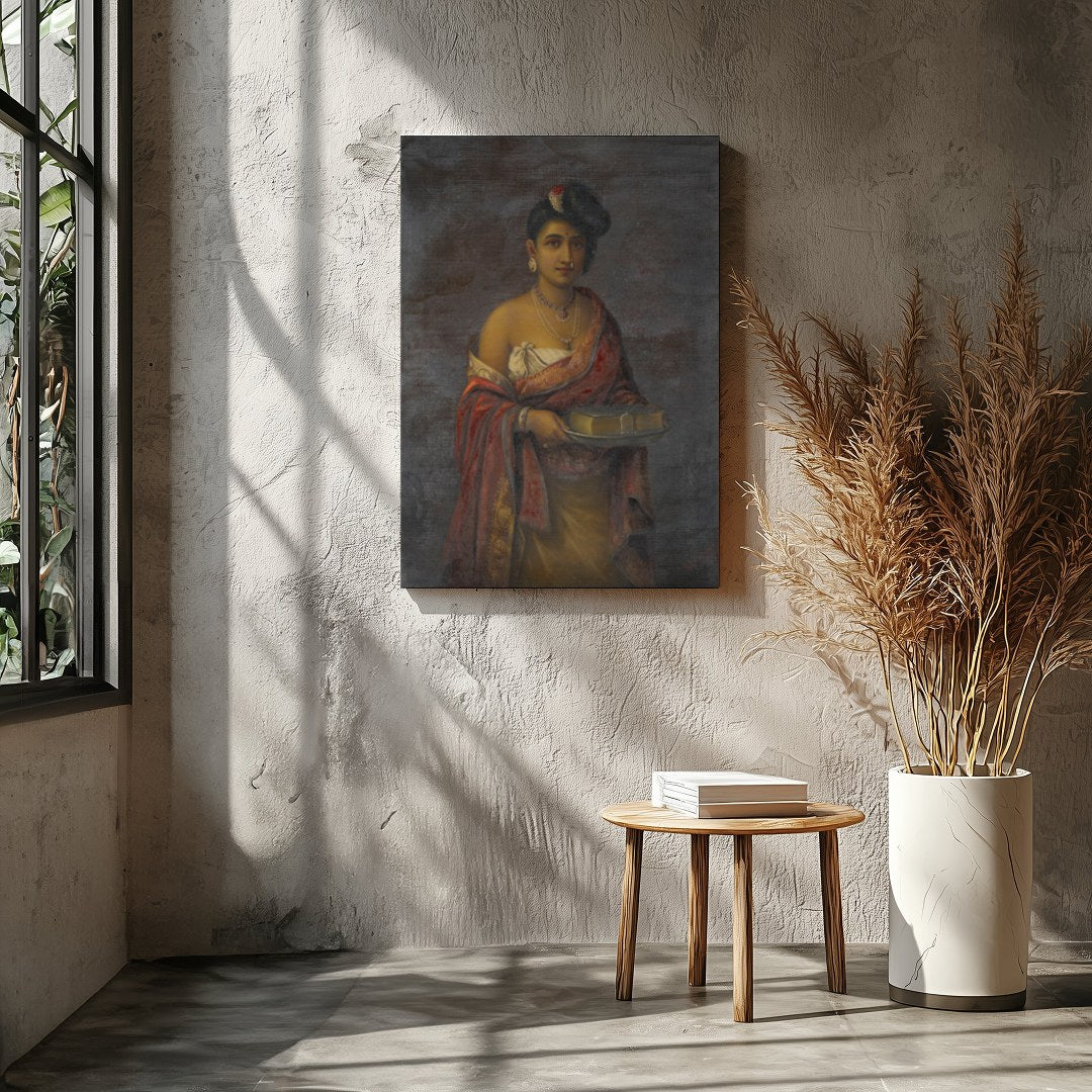 This exquisite portrait captures the timeless beauty and regal elegance of a woman in traditional for Entrance