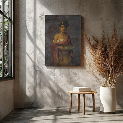 This exquisite portrait captures the timeless beauty and regal elegance of a woman in traditional for Entrance