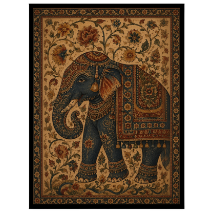Experience the majestic allure of the regal elephant adorned with intricate patterns in this for residence
