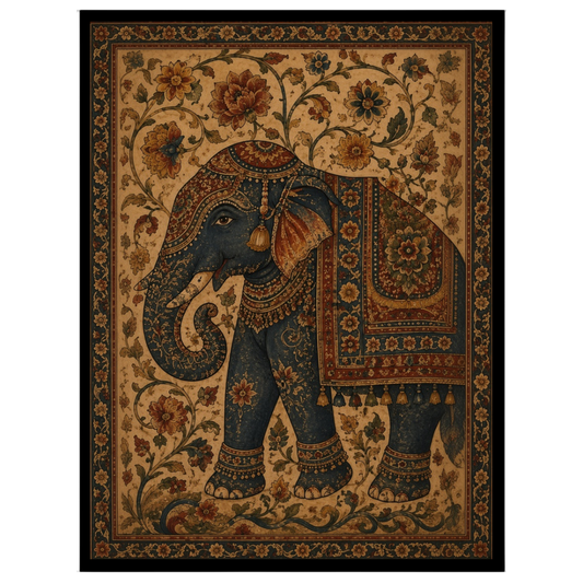 Experience the majestic allure of the regal elephant adorned with intricate patterns in this for residence