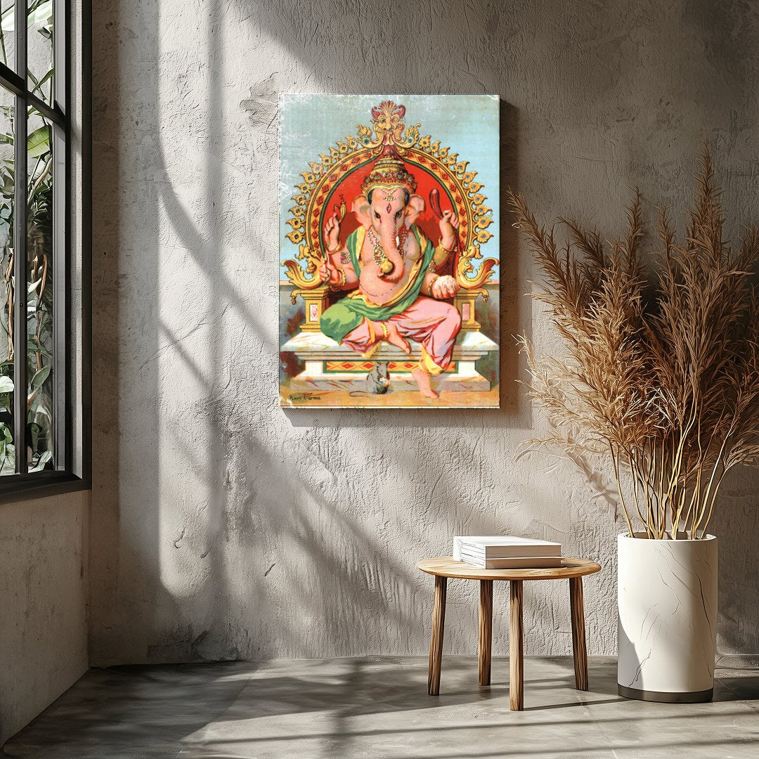 Experience the divine elegance of Lord Ganesh depicted in vibrant colors and intricate details. for Entrance