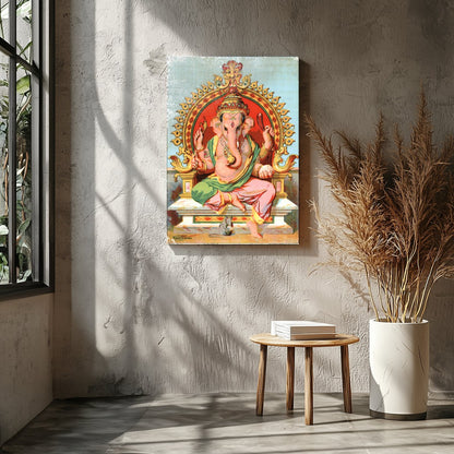 Experience the divine elegance of Lord Ganesh depicted in vibrant colors and intricate details. for Entrance