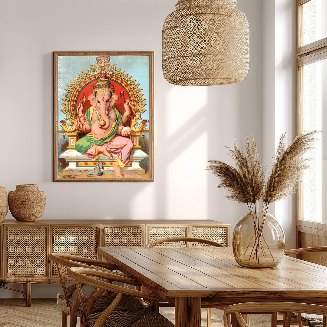 Experience the divine elegance of Lord Ganesh depicted in vibrant colors and intricate details. for Extra Kitchen