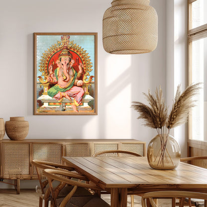 Experience the divine elegance of Lord Ganesh depicted in vibrant colors and intricate details. for Extra Kitchen