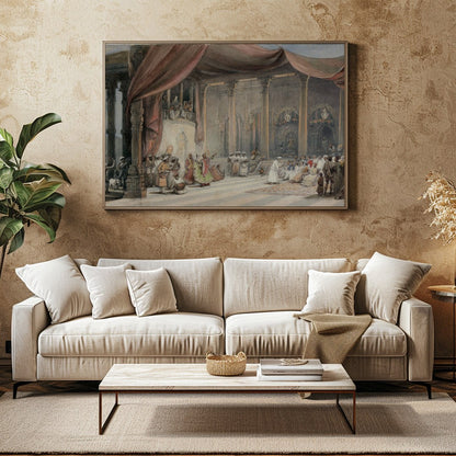 Immerse yourself in the opulence and drama of this intricate artwork depicting a royal gathering for Family Room