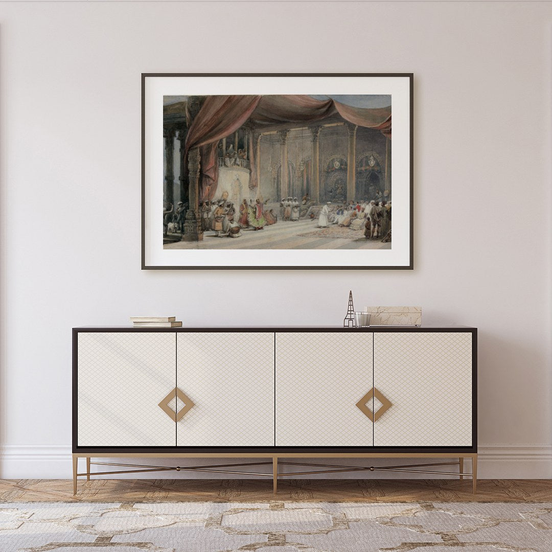 Immerse yourself in the opulence and drama of this intricate artwork depicting a royal gathering for Foyer