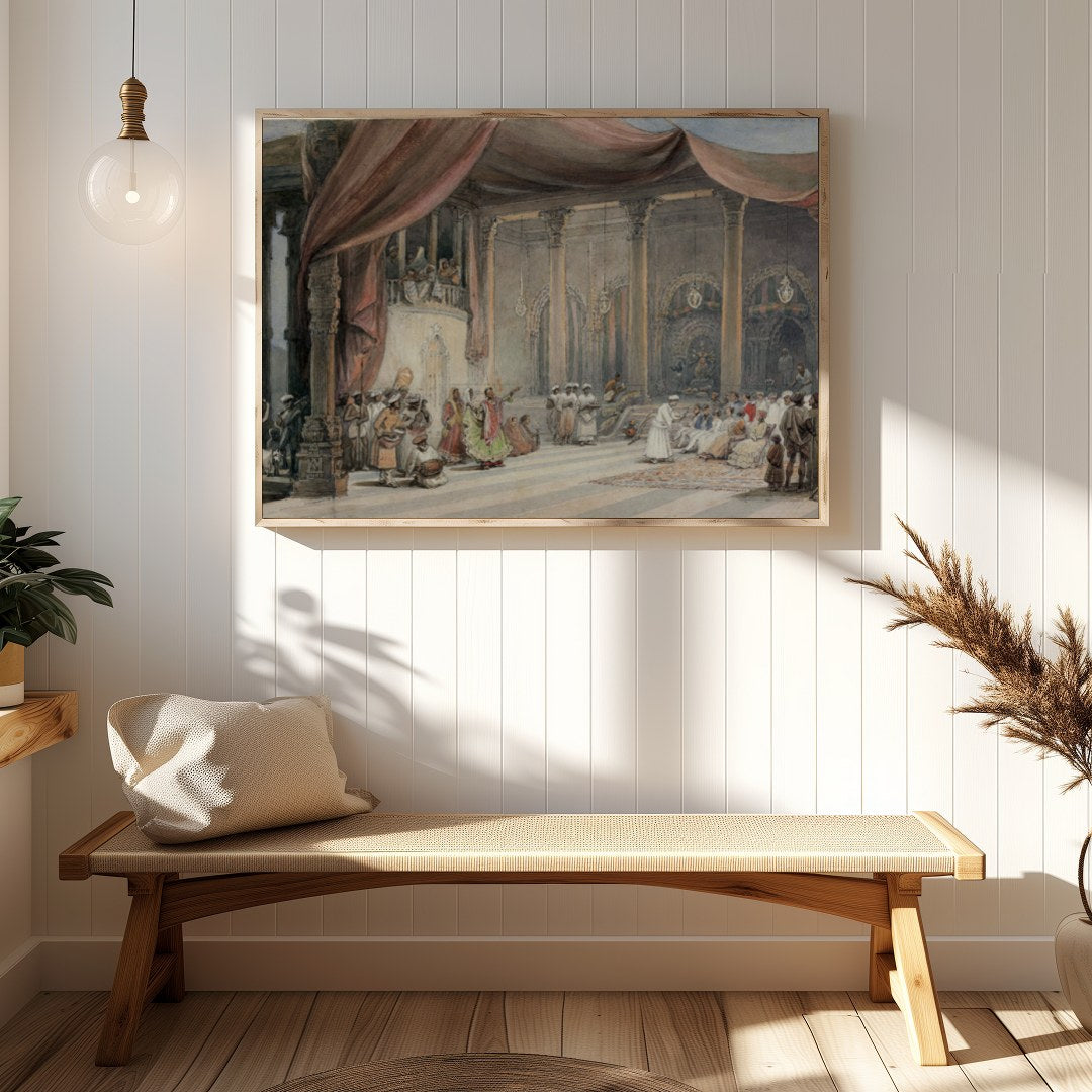 Immerse yourself in the opulence and drama of this intricate artwork depicting a royal gathering for Hallway