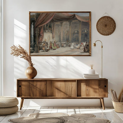 Immerse yourself in the opulence and drama of this intricate artwork depicting a royal gathering for Sitting Area