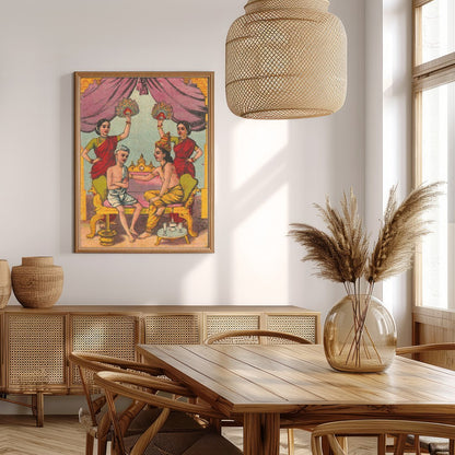 Immerse yourself in a scene of royal intimacy with this exquisite artwork. Featuring opulent hues for Extra Kitchen