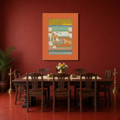 Immerse yourself in the exquisite world of Ragamala with this captivating artwork depicting a for Dining