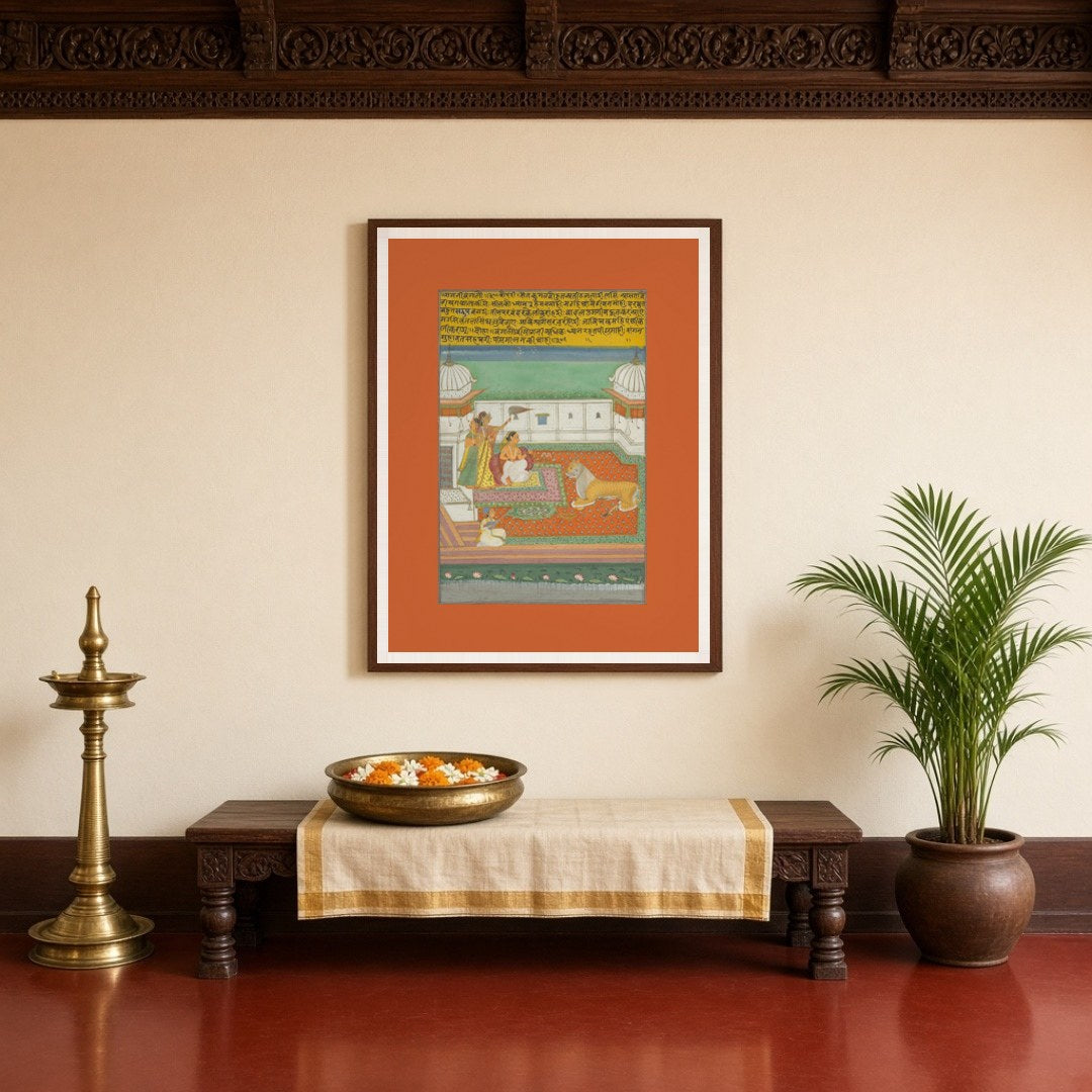 Immerse yourself in the exquisite world of Ragamala with this captivating artwork depicting a for Entrance