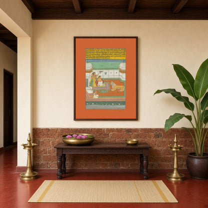 Immerse yourself in the exquisite world of Ragamala with this captivating artwork depicting a for Hallway