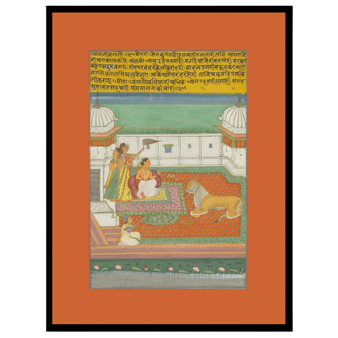 Immerse yourself in the exquisite world of Ragamala with this captivating artwork depicting a for room