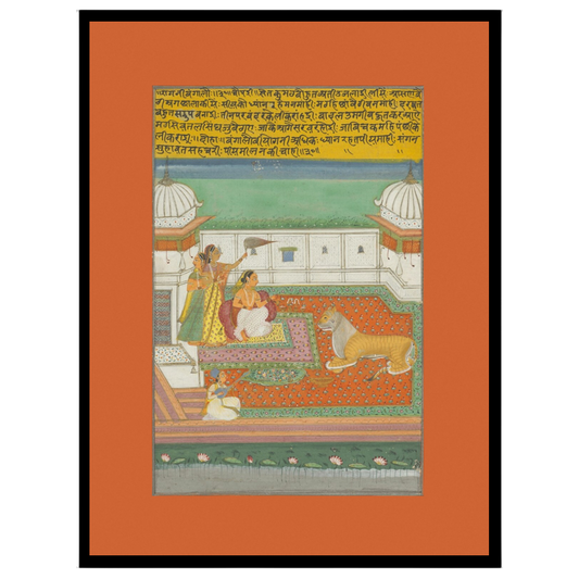 Immerse yourself in the exquisite world of Ragamala with this captivating artwork depicting a for room