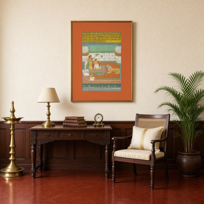 Immerse yourself in the exquisite world of Ragamala with this captivating artwork depicting a for Study
