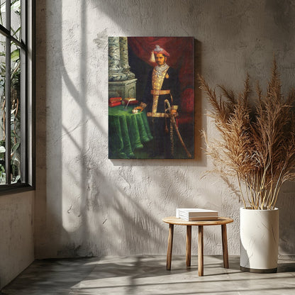 Immerse yourself in the grandeur of royalty with this exquisite portrait of a dignified Maharaja. for Entrance