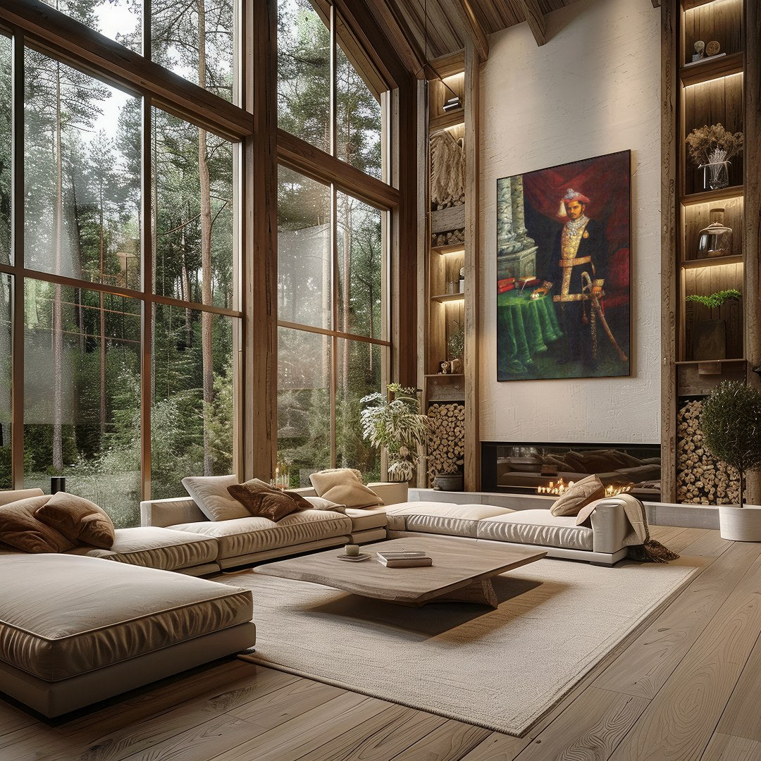 Immerse yourself in the grandeur of royalty with this exquisite portrait of a dignified Maharaja. for Living Room