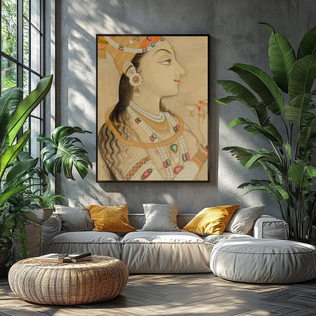 This exquisite artwork captures the elegance and grandeur of Mughal royalty. The intricately for Balcony